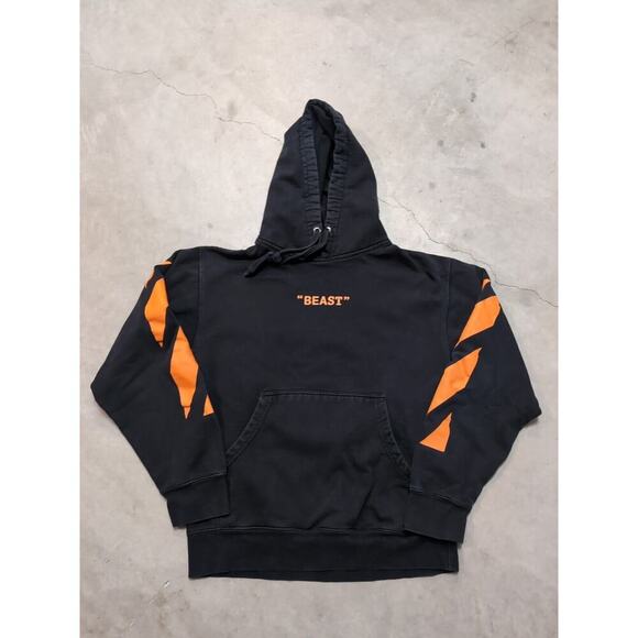 Mr Beast Hoodie Size S Black Sweatshirt Orange Logo Pull-Over - Picture 4 of 7